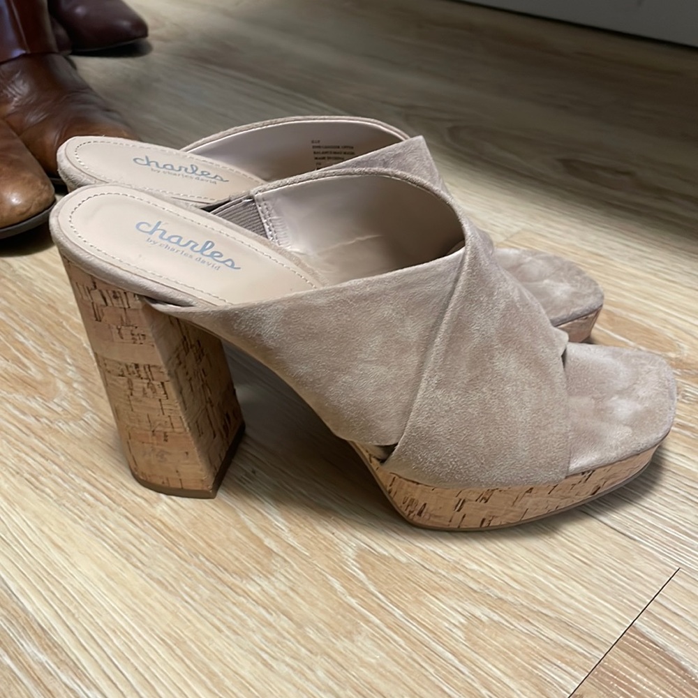 Charles By Charles David Block Heel Platform Sand… - image 2